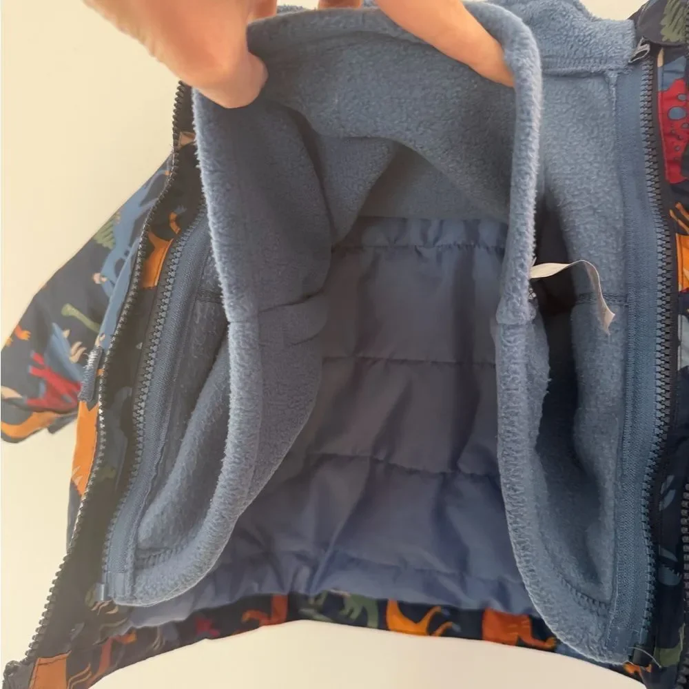 The Children's Place Navy Dino Puffer Jacket with Multicolor Dinosaurs